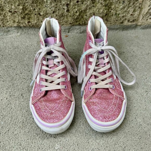 VANS Purple Glitter High-Top Sneakers Girls 13 Sk8-Hi Boots Toddler Girl VGUC - Picture 3 of 13